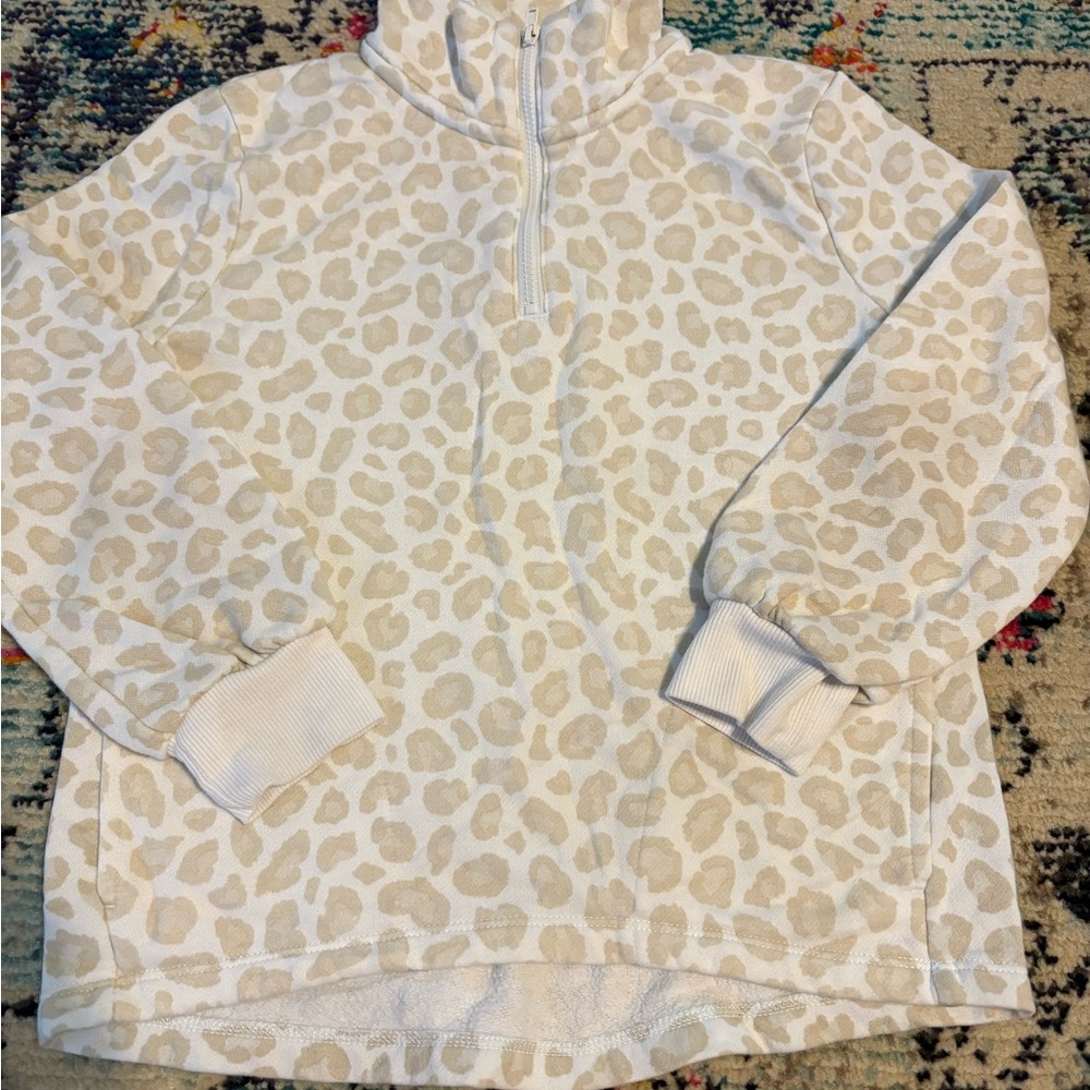 Leopard Print Half-Zip Pullover
